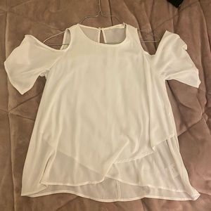 White shoulder out blouse